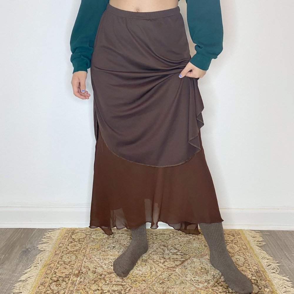 brown layered skirt